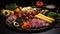 Freshness on plate meat, vegetable, salad, gourmet, healthy eating generated by AI