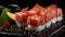 Freshness on a plate seafood, sashimi, fish, rice, healthy eating generated by AI