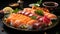 Freshness on plate sushi, sashimi, seafood, fish, nigiri, maki generated by AI