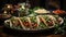 Freshness on a plate taco, guacamole, meat, salad, cilantro, tomato generative AI