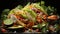 Freshness on a plate taco, guacamole, tomato, avocado, salad generated by AI