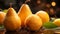 Freshness and ripeness of fruit in close up, wet and yellow generated by AI