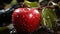 Freshness and ripeness of a wet apple in nature generative AI