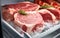 Freshness Stored: Closeup of Raw Meat in Refrigerator. Generative ai