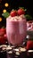 Freshness of summer berries in a gourmet strawberry milkshake dessert generated by AI