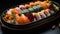 Freshness and variety on a plate, sushi rolls for lunch generated by AI