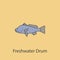 freshwater drum 2 colored line icon. Simple purple and gray element illustration. freshwater drum concept outline symbol design fr