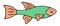 Freshwater fish. Guppy. Pet in the aquarium. Green fish. Color vector illustration. Cartoon style. Isolated background.