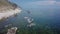 Freshwater seals swim on the shores of Lake Baikal. Aerial shooting from the drone.