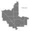 Fresno California city map with neighborhoods grey illustration