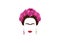 Frida Kahlo minimalist portrait with earrings skulls and flowers