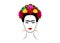 Frida Kahlo vector portrait , young beautiful mexican woman with a traditional hairstyle