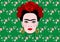 Frida Kahlo vector portrait , young beautiful mexican woman with a traditional hairstyle, isolated or floral background