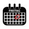 Friday 13th Calendar - Black Vektor Illustration - German Word Freitag