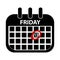 Friday 13th Calendar - Black Vektor Illustration - Isolated On White