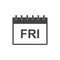 Friday calendar page pictogram icon.