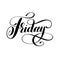 Friday day of the week handwritten black ink calligraphy