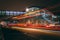 Friday, December 22nd, 2017, Dublin Ireland - light trails and blurred people moving outside of Terminal 2