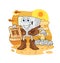 Fridge cowboy with wanted paper. cartoon mascot vector