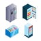 Fridge home and industry collection set in isometric illustration vector