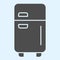 Fridge solid icon. Refrigerator device square box and doors with freezer. Home-style kitchen vector design concept