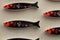 Fridge souvenir magnets imitating portuguese sardines