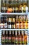 Fridge with variety of beers in a bar