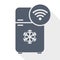 Fridge with wifi flat design vector icon