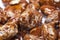 Fried almonds close-up