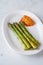 Fried asparagus with romesco sauce