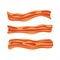 Fried bacon stripe. Pork meat. Healthy tasty breakfast. Vector illustration set in flat style.