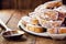 Fried or baked bread with cinnamon and sugar in an antique copper skimmer. Called rabanada in brazil, portuguese gold slice in