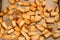 Fried baked crunchy crispy golden croutons traditional snack like cracker from white bread