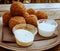 Fried boudin balls and a white sauce