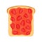 Fried bread, toast with strawberry jam. Jelly paste. Flat style.