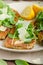 Fried breaded eggplant with salad