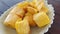 Fried cassava is cracked, soft and tender