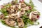 Fried champignons mushroom salad with chicken