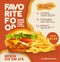 Fried chicken burger with tasty fries social media post template