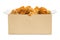 Fried chicken in cardboard box isolated on white background. Bucket of crispy fast food. Clipping path