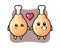Fried chicken cartoon character couple with fall in love gesture