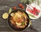 fried chicken christmas tree fir dinner poultry cooking branch fork knife on a wooden