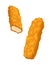 Fried chicken. Crispy fried strips on white background. Beautiful delicious in cartoon style. Fresh fast food fry meat