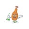 Fried chicken genius Professor Cartoon character holding glass tube