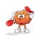 fried chicken pantomime blowing balloon. cartoon mascot vector