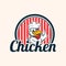 Fried chicken rooster chef mascot logo for food restaurant concept