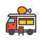 Fried chicken truck vector, Food truck filled style editable stroke icon