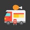 Fried chicken truck vector, Food truck flat style icon