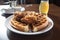 fried chicken and waffles, a classic combination of southern comfort food
