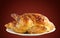 Fried chicken on a white plate. Slow cooking, farm, recipe